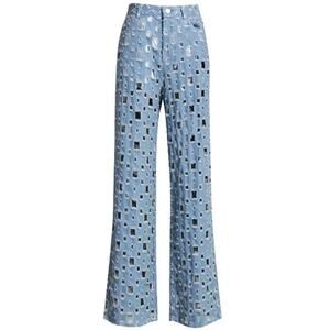 Dream Architect ~Woman Size L~ Blue Denim Destroyed Jeans Breathable.